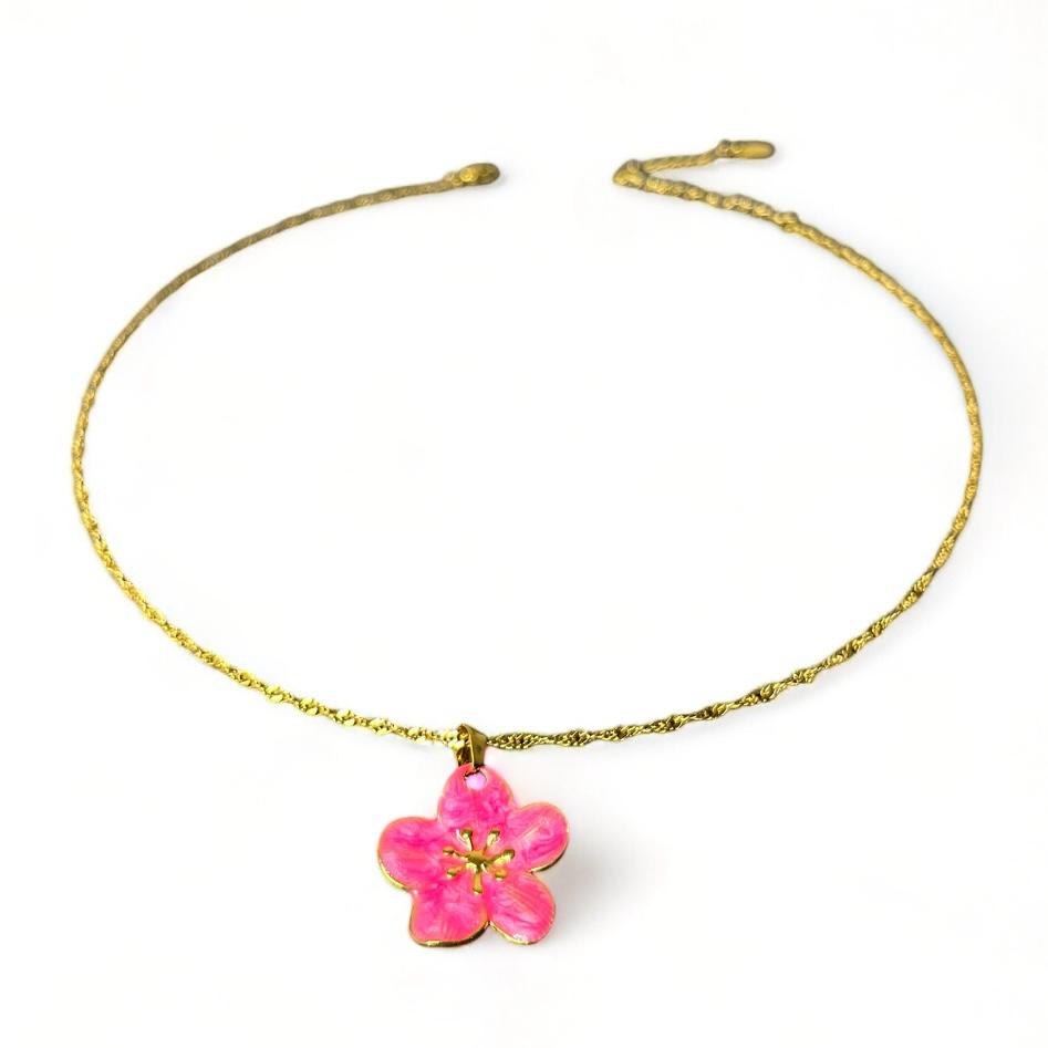 Ketting hibiscus bedel roze