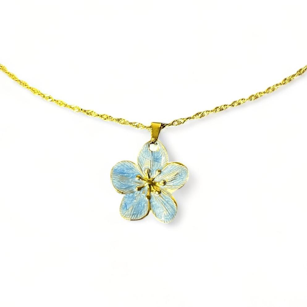Ketting hibiscus bedel blauw
