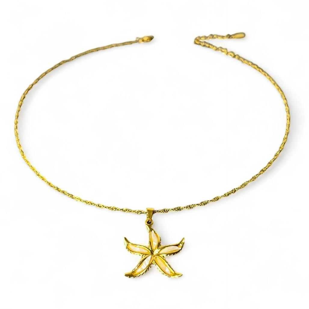 Ketting zeester bedel beige