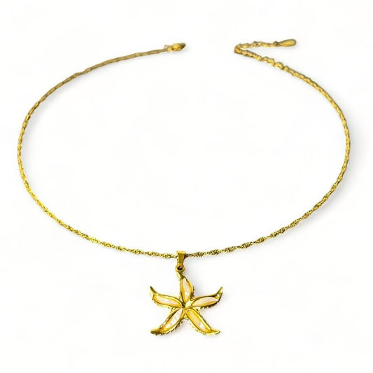 Ketting zeester bedel beige