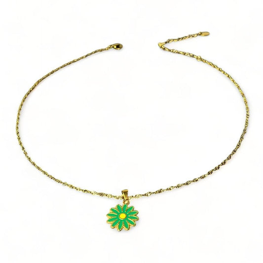 Ketting bloem bedel groen