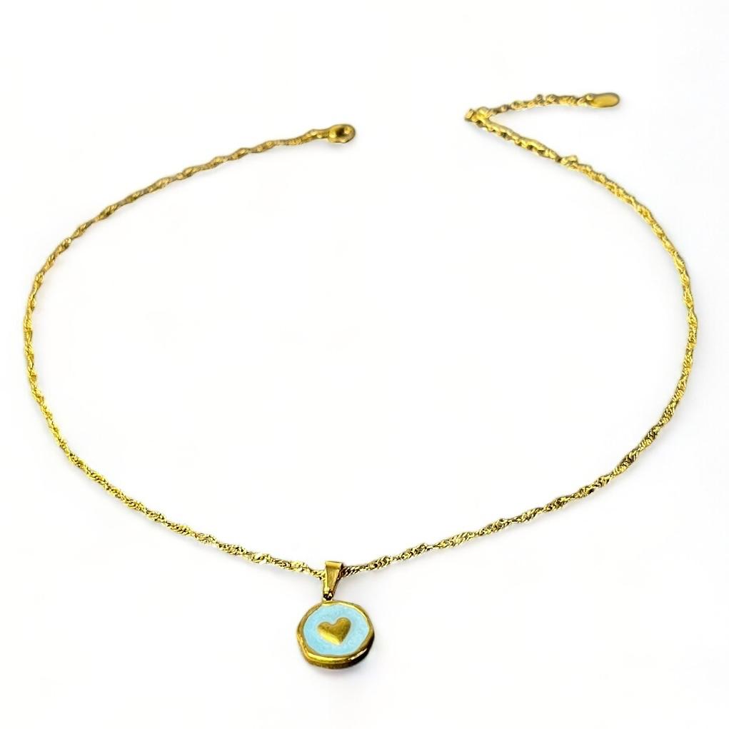 Ketting hartjes munt blauw