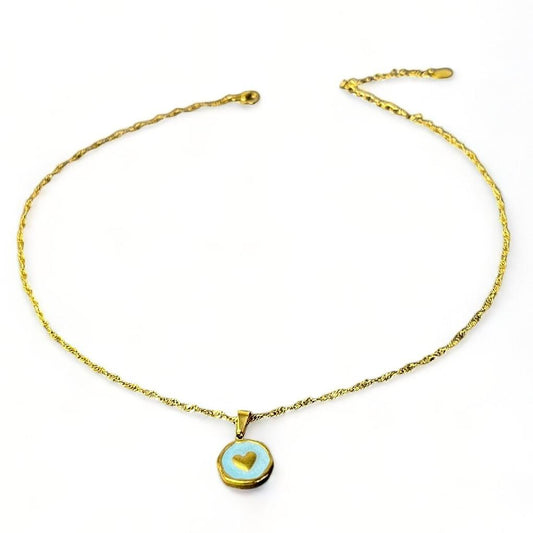 Ketting hartjes munt blauw