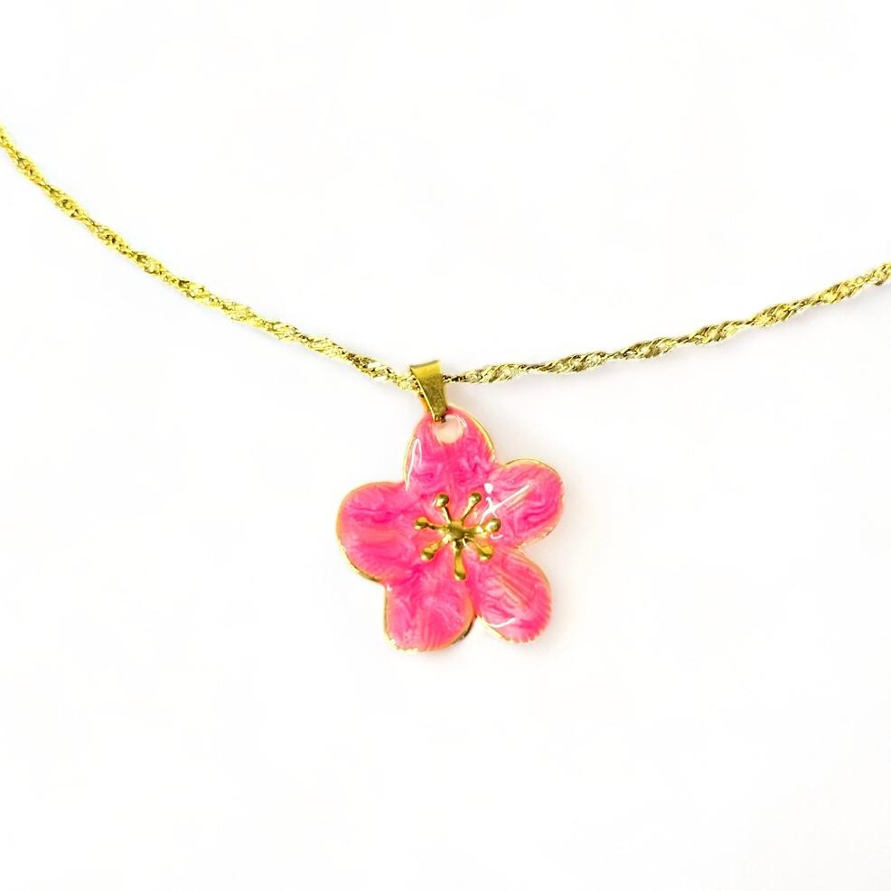 Ketting hibiscus bedel roze