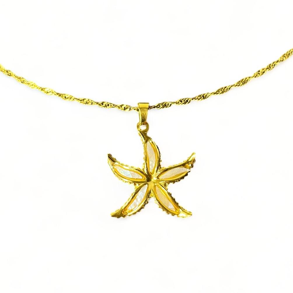 Ketting zeester bedel beige