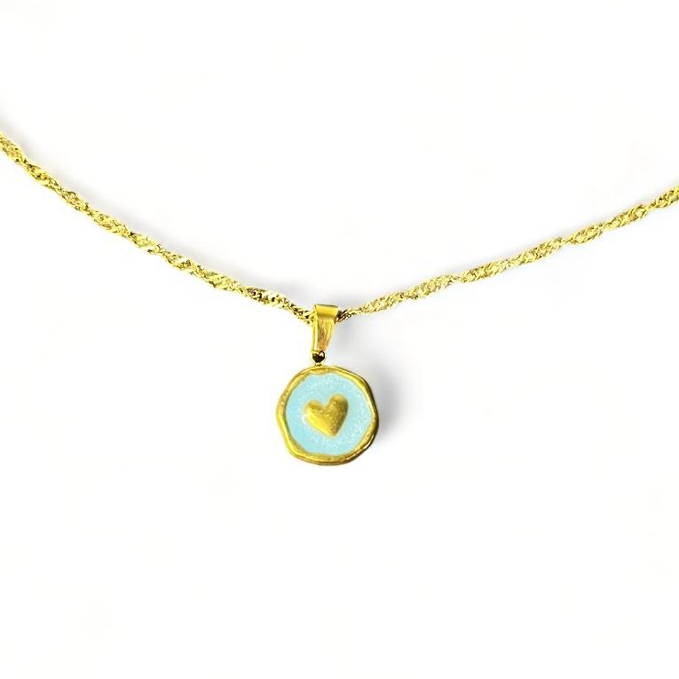 Ketting hartjes munt blauw